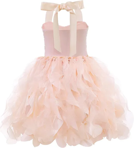 Vista 2 de Vestido tutú para niñas, traje de cumpleaños, vestido de fiesta de tul con lentejuelas brillantes para niñas, baile de graduación, tenis, concurso