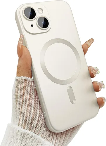 Vista 12 de ankofave Funda Magnética para iPhone 14 Plus para Mujeres, Funda Resistente Mate de Lujo Diseño Suave Metálico con Protector de Lente de Cámara