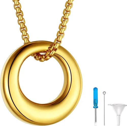 Vista 25 de Richsteel Collar de urna para cenizas, joyería de cremación, colgante de recuerdo conmemorativo con cadena