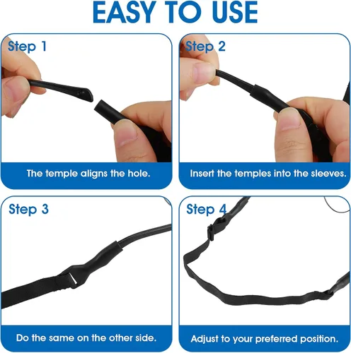 Vista 6 de Amabro Adjustable Glasses Straps, 4 PCS Universal Eyewear Retainer Lanyards No Tail for Men, Women, Kids