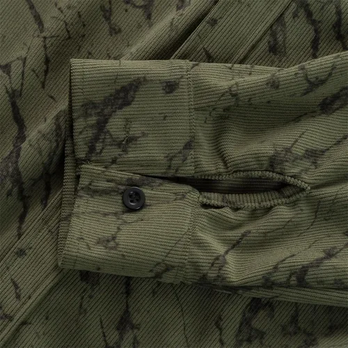 Vista 4 de Camisa de pana para hombre, estilo occidental grande y alto, manga larga, ajustada, con botones