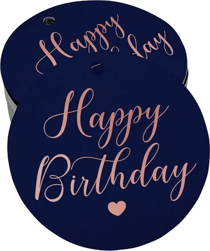 Vista 32 de Etiqueta de papel para colgar con texto en inglés «Happy Birthday» (50 unidades)