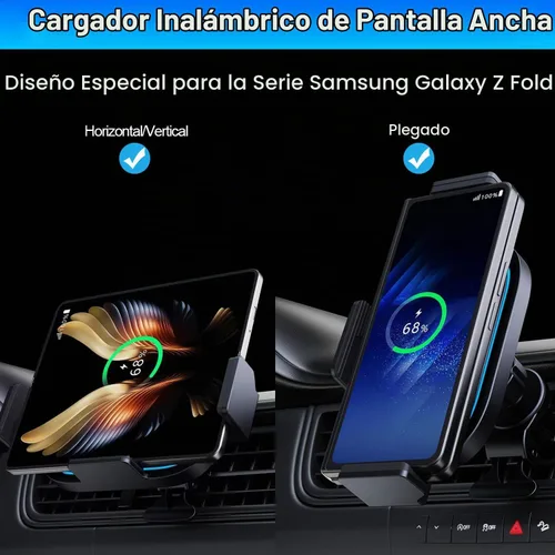 Vista 3 de Soporte de cargador de coche inalámbrico para Samsung Galaxy Z Fold 8 7,15W Negro con cargador de coche de 60 W