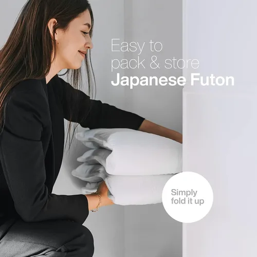 Vista 3 de Futón japonés Shiki con sábana - Colchón plegable para dormir y viajar - Individual largo