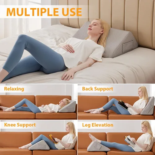 Vista 2 de Ruqmuis Almohada de rodilla para dormir de espalda, almohada de cuña de rodilla de 8 pulgadas para elevar la rodilla, almohada de piernas