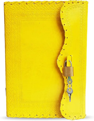 Vista 7 de jaald Diario de cuero de 10 pulgadas con candado, cuaderno en blanco hecho a mano, bloc de notas para hombres y mujeres, papel sin forro, el mejor