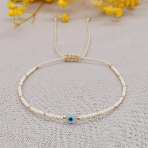 Vista 2 de Zboro 47524 - Pulseras finas con cuentas para mujer accesorios de cuentas joyería pulsera de mal de ojo de la suerte