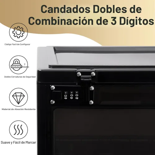 Vista 2 de Lalifebuss Caja de seguridad grande para artículos personales, caja de almacenamiento con cerradura de combinación de 24 litros para casillero