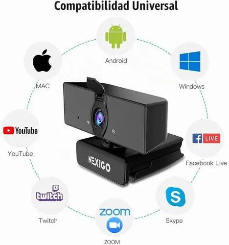 Vista 7 de NexiGo N660 - Webcam de 1080P para negocios, micrófono dual y cubierta de privacidad, cámara web FHD USB para computadora, Plug and Play