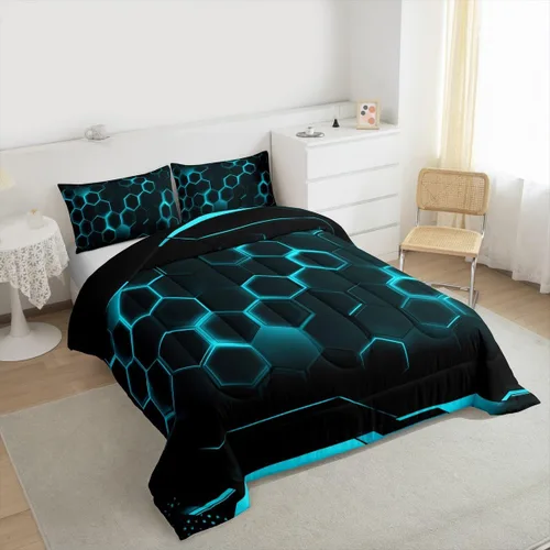 Vista 86 de Juego de ropa de cama Happy Camping de Homewish, tamaño individual, con diseño de osos cazadores y pinos, para niños, hombres, adultos, decoración