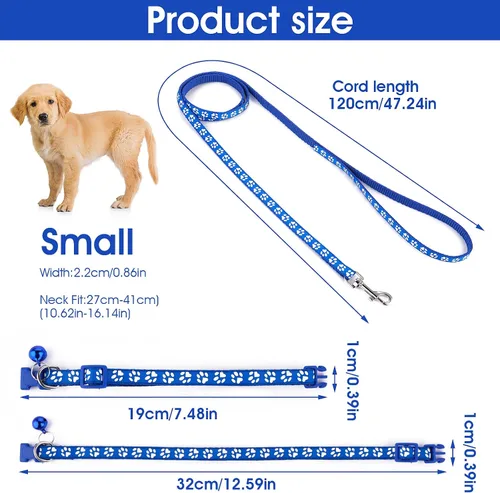 Vista 4 de Molain Collar ajustable para gatos y perros con correa, cuerda de entrenamiento duradera de liberación rápida, collar de hebilla para cachorros