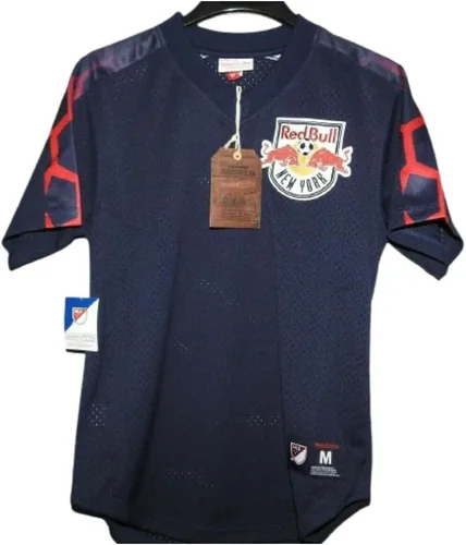 Vista 5 de Mitchell & Ness Jersey de malla de fútbol New York Red Bulls para hombre, Azul, Pequeña