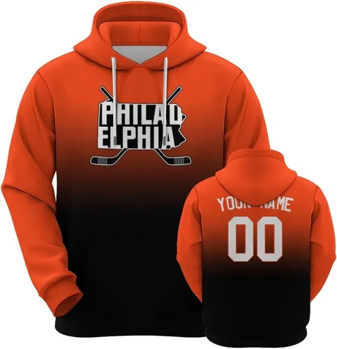 Vista 15 de Custom Hockey City Map Gradient Hoodies-Personalized Name Number Hooded Sweatshirts Hockey Fans Gifts for Men,Women,Youth