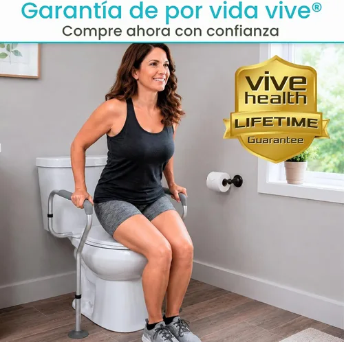 Vista 8 de Armazón de seguridad para ancianos, minusválidos y discapacitados de VIVE, pasamanos de seguridad, peso ajustable
