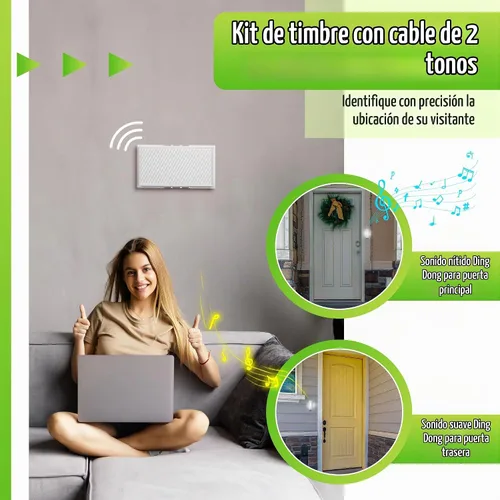 Vista 3 de Saillong - Kit de timbre con cable, compatible con la mayoría de timbres