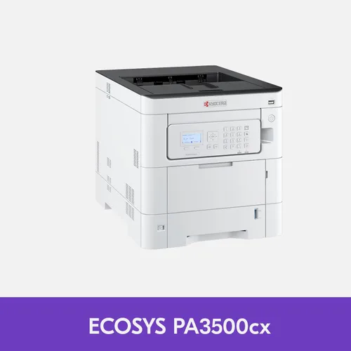 Vista 2 de Impresora láser a color KYOCERA ECOSYS PA3500cx 37 ppm, 1200 dpi, Ethernet Gigabit, pantalla LCD de 5 líneas con panel de control de teclas duras
