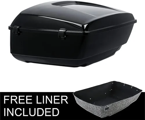 Vista 2 de XMT-MOTO King Tour Trunk + almohadilla de respaldo envolvente+estante de montaje negro+accesorios de acoplamiento para Harley Touring Road King Road