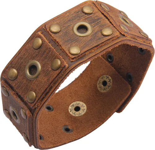 Vista 28 de Jeilwiy Pulseras de cuero punk para hombres, pulseras hechas a mano, brazalete ancho, joyería trenzada, color negro y marrón, ajustable, regalos