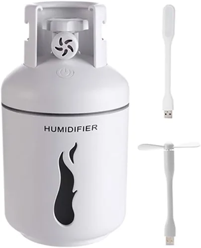Vista 9 de TTPP Humidificador 3 en 1 con luz nocturna pequeño ventilador 10.1 fl oz portátil mini coche USB humidificador para el hogar coche dormitorio Azul
