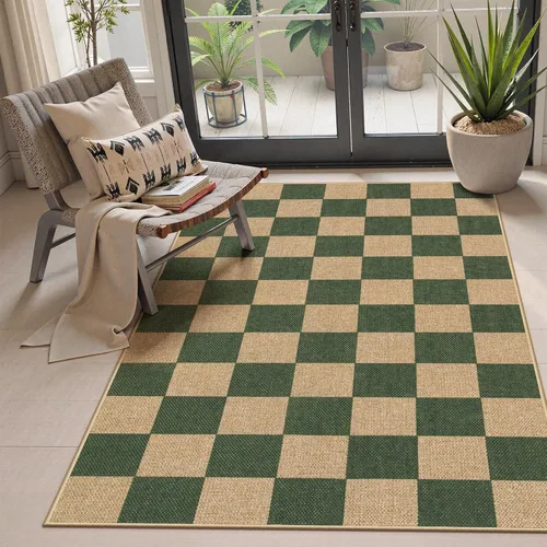 Vista 12 de Lahome Alfombra de yute a cuadros fácil 2'x3', alfombra pequeña para entrada, antideslizante, alfombra para la puerta delantera de la cocina