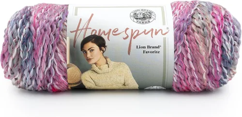 Vista 9 de Lion Brand Yarn Hilo Homespun, Hilo Suave y Voluminoso para Tejer, Ganchillo y Manualidades, 1 paquete, Beachside Stripes
