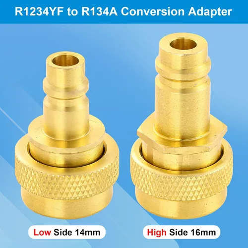 Vista 3 de Adaptador R1234YF a R134A, kit de adaptador de conversión A/C R134a a R1234yf, kit de acopladores rápidos R1234yf Acoplador rápido de lado alto/bajo