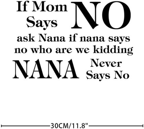 Vista 5 de Calcomanías de pared con texto en inglés «If Mom Says NO Ask Nana If Nana Says No Who Are We Kidding Nana Never Says No » Calcomanía extraíble