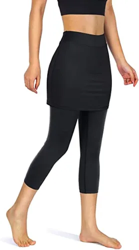 Vista 5 de HUCHPI Yoga Pants Leggings Pockets Tennis Capris Sports Skirted Women Yoga Legging Skirts Elastic Yoga Pants Plus