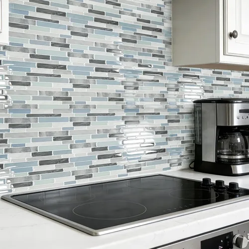 Vista 2 de LONGKING Loseta en muro adhesiva para cocina con diseño de mármol (10 azulejos)