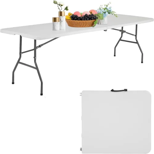 Vista 9 de PayLessHere Mesa plegable de 4 pies Mesa portátil de plástico con asa de transporte Diseño de mesa impermeable y plegable Estructura de Negro