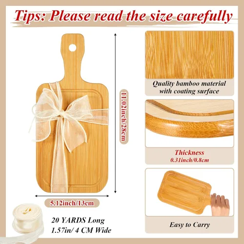 Vista 2 de Kigley 20 mini tablas de charcutería a granel pequeñas de 11 x 5.12 pulgadas, tabla de cortar de bambú con mango de madera en blanco para cortar