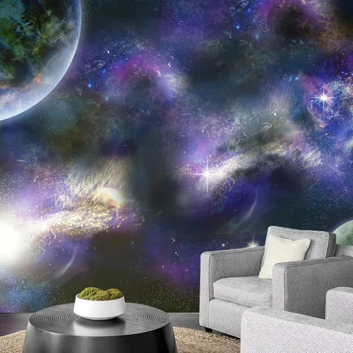 Vista 16 de NWT Calcomanía removible para pared, diseño de nube galáctica, estrella, nebulosa, fantasía, ciencia ficción, astronomía y arte espacial, arte