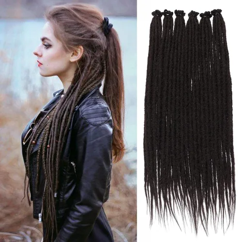 Vista 10 de Leeven Extensiones de Rastas Sintéticas de Doble Punta de 24 Pulgadas 30 Hebras Rastas Boho 613 Rubio 3 Estilos Mixtas Onduladas Rizadas DE Rastas