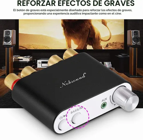 Vista 3 de Nobsound NS-10G, amplificador digital de Bluetooth 4.0, 100W HiFi Amp, con fuente de poder, Negro