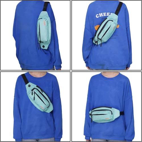 Vista 5 de Riñonera grande para hombre con 5 bolsillos con cremallera, paquete de bolsa de cintura para correr, deporte, entrenamiento, viajes, Casual
