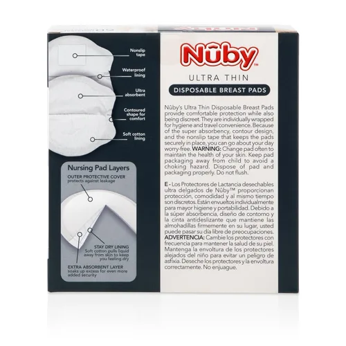 Vista 3 de Nuby Stay-Dry - Almohadillas desechables de 60 piezas, panal, ultrafinas