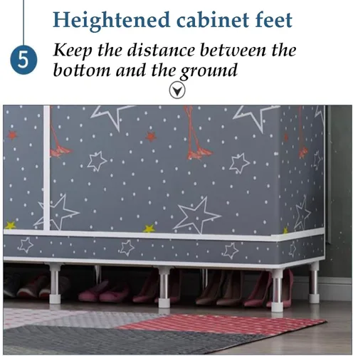 Vista 7 de large closets Portable Wardrobe Closet with Pattern Cloth Cover Wardrobe Closet Steel Rack Closet for Clothes Saves Space Storage Closet Space-saving