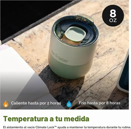 Vista 4 de Klean Kanteen Vaso de 8 oz Rise Lowball – Vaso aislado de acero inoxidable – Tapa deslizante a prueba de salpicaduras – Climate Lock aislado al