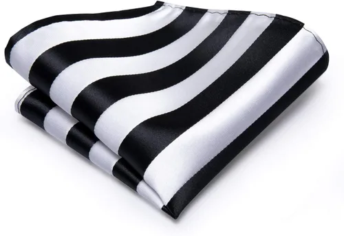 Vista 25 de Hi-Tie Corbatas de seda para hombre, diseño de cachemira a rayas, con bolsillo, gemelos cuadrados, conjunto formal de negocios