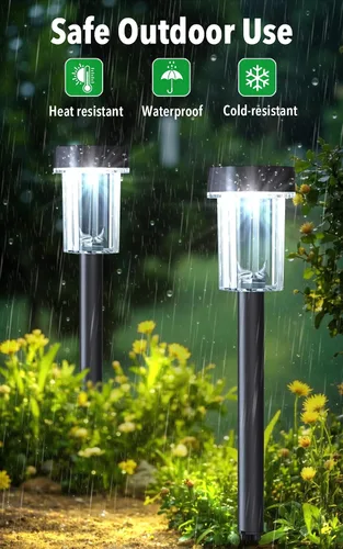Vista 4 de Luces solares para caminos al aire libre, 12 unidades de luces solares impermeables para jardín