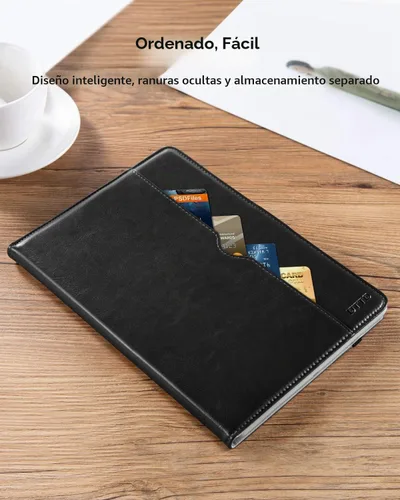 Vista 8 de DTTO - Estuche para iPad de 9.7 pulgadas 5.ª/6.ª Generación 2018/2017 con soporte para Apple Pencil, funda de cuero sintético con función atril