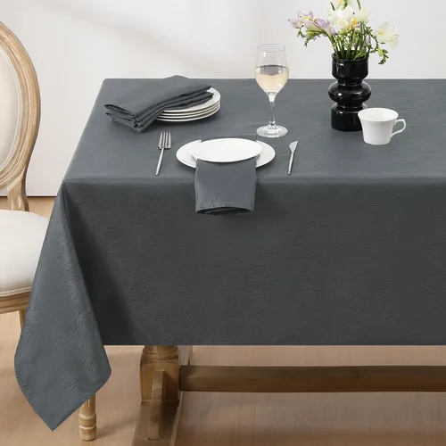 Vista 10 de Softalker Mantel rectangular de jacquard, diseño de remolinos, impermeable, resistente a las manchas, sin arrugas, tela de gran peso para Beige