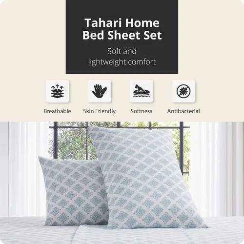 Vista 2 de Tahari Home - Sábanas matrimoniales, ropa de cama de franela de algodón de 4 piezas con fundas de almohada a juego, cepilladas para mayor suavidad