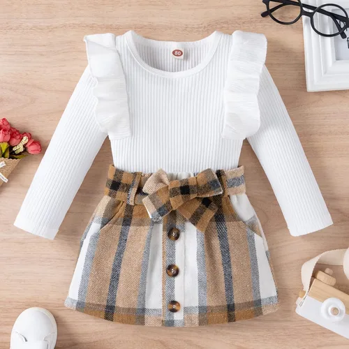 Vista 5 de TBUIALL Ropa de otoño e invierno para niñas pequeñas, para otoño e invierno, estampado de algodón, manga larga, 6 meses