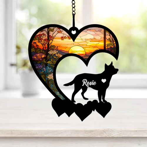 Vista 6 de NAZENTI Atrapasoles personalizado de sabueso afgano, adorno conmemorativo personalizado para la pérdida de mascotas, regalo de condolencia