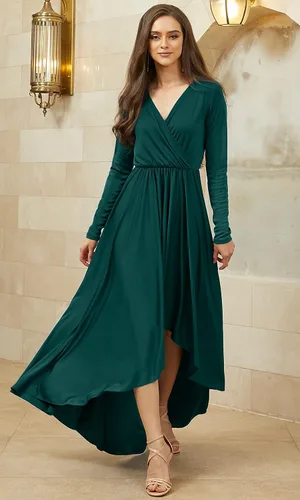 Vista 2 de KOH KOH Vestido de cóctel formal de otoño e invierno con abertura para mujer