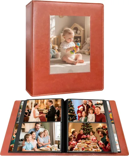Vista 11 de Álbum de fotos de 272 bolsillos de 5 x 7 pulgadas con capacidad para 272 fotos, álbum de fotos de 5 x 7 pulgadas, cubierta de cuero de gran