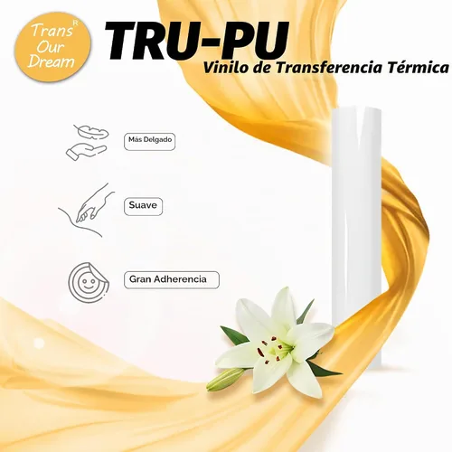 Vista 2 de TransOurDream Tru-PU Rollo de vinilo de transferencia de calor, vinilo blanco mate de 12 pulgadas x 8 pies para Explore AIR 2, Maker, Cameo, vinilo