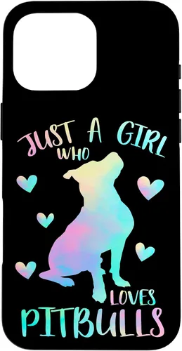 Vista 19 de Just a Girl Who Loves Pitbulls Watercolor Cute Pitbull Mama Case for iPhone 17