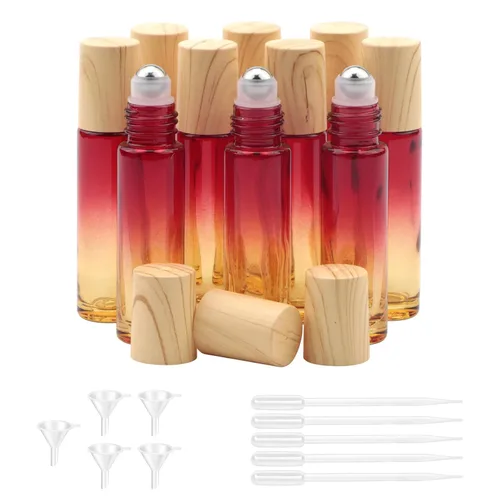 Vista 11 de Kesell Paquete de 10 botellas enrollables de aceite esencial con tapa de plástico de 0.3 fl oz (0.3 fl oz), botellas de rodillo de gradiente azul